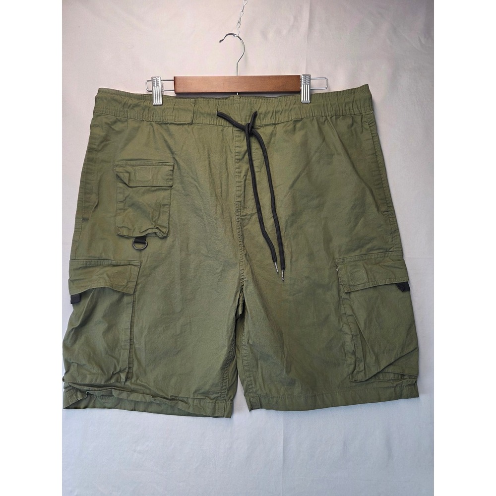 Brooklyn Cloth Mens Cargo Shorts 2XL Olive Green Elastic Waist Utility Shorts